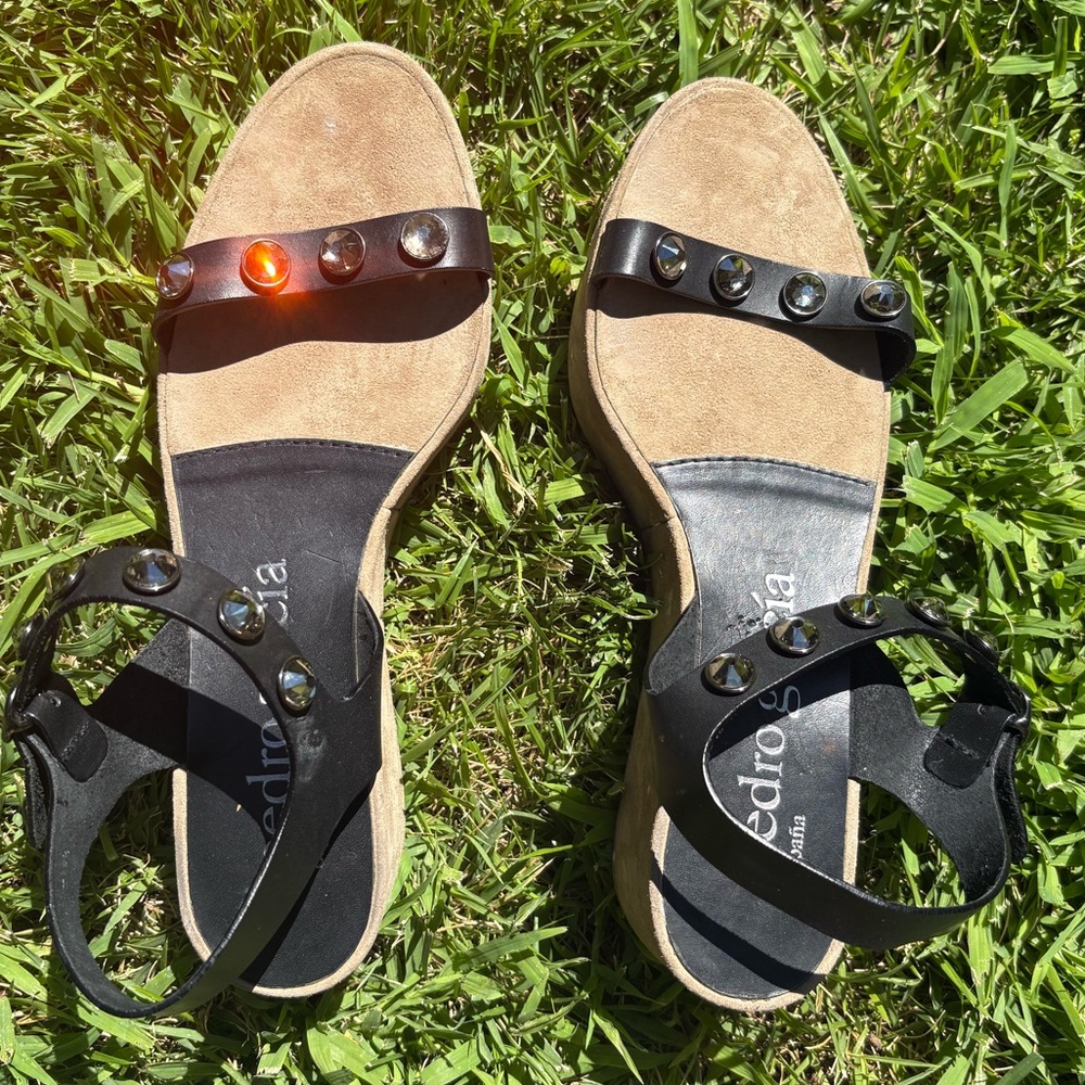 Pedro Garcia Black Leather Sandals